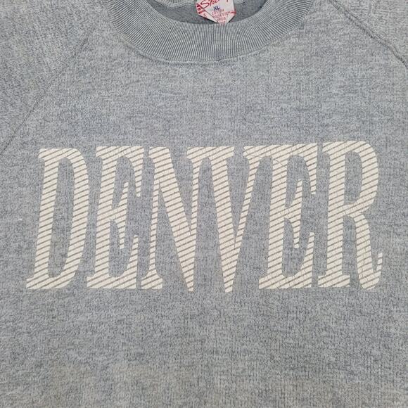 Vintage Denver Raglan Sweatshirt Womens XL 21x24 Spellout - Picture 12 of 14